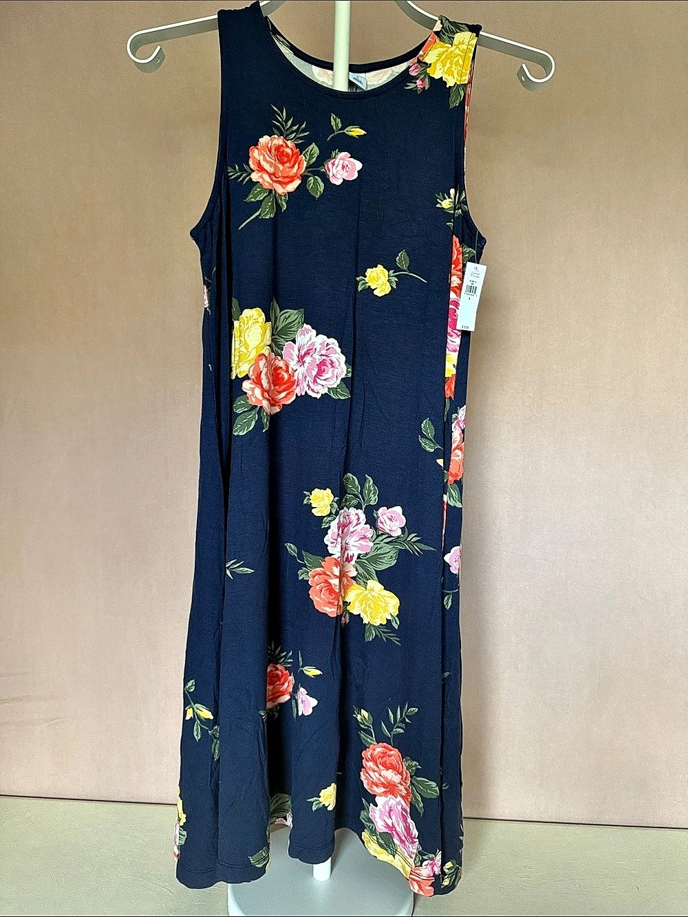 Old Navy Sleeveless Jersey Swing Dress Floral Dress in Blue Size Small NWT